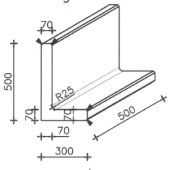 Betonnen L-element 50x30x50 zwart