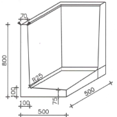 Betonnen L-hoekelement 50x50x80 zwart
