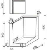 Betonnen L-hoekelement 40x40x60 zwart