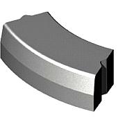 Trottoirband 28/30x25x78,5 cm R=0,50 bocht uitwendig zwart visbek
