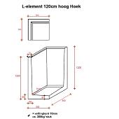 Betonnen L-hoekelement 50x50x120 zwart