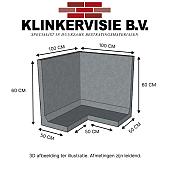 Hoekwand 60cm Hoog. 100/100cm Lang. 50cm Voet. Grijs