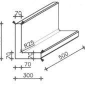 Betonnen L-element 50x30x40 grijs