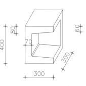 Betonnen U-hoekelement 30x30x40 cm grijs of zwart