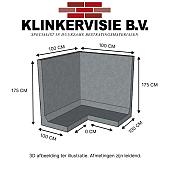 Hoekwand 175cm Hoog. 100/100cm Lang. 100cm Voet. Grijs