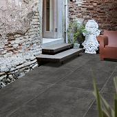 Vol Keramische Tegel, Betonlook 80x80x3 Cm, Antraciet