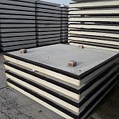 Betonplaat 200x200x12 cm grijs enkel net glad met hoeklijn