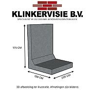 Keerwand 175cm Hoog. 200cm Lang. 100cm Voet. Grijs