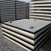 Betonplaat 200x200x14 cm grijs dubbel net glad met hoeklijn