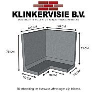 Hoekwand 75cm Hoog. 100/100cm Lang. 50cm Voet. Grijs