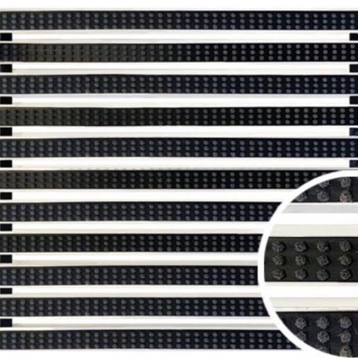 Mat schoonl 60x40x2 CM alum + bber zwa.