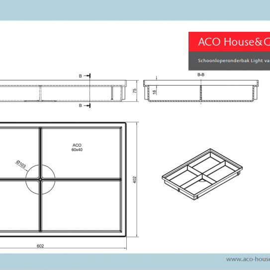 ACO Schoonloperonderdeel PP, 600x400mm