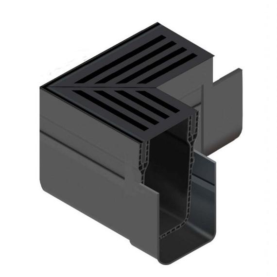 ACO Slimline hoekelement + zwart aluminium rooster