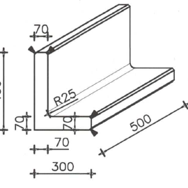 Betonnen L-element 50x30x40 zwart