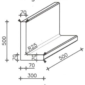 Betonnen L-element 50x30x50 zwart