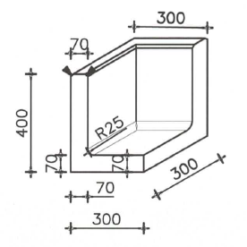 Betonnen L-hoekelement 30x30x40 zwart