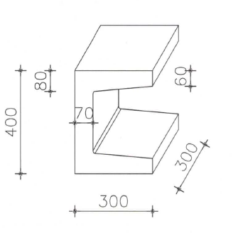 Betonnen U-element 30x30x40 zwart