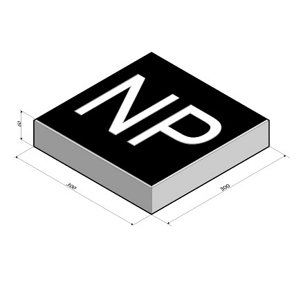 Teksttegel 30x30x6 cm zwart/wit NP