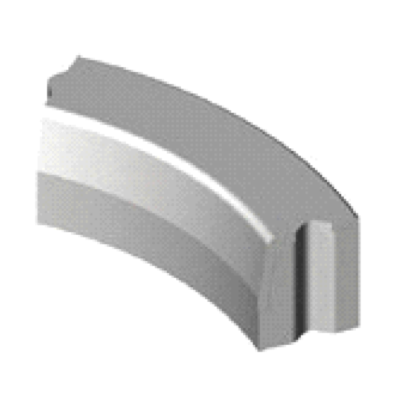 Trottoirband 18/20x25x78,5 cm R=10 bocht inwendig grijs visbek