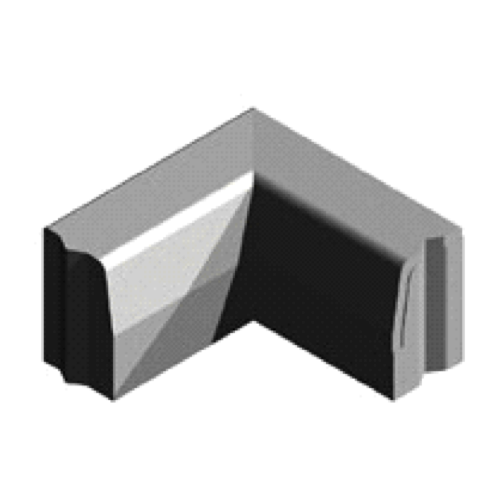 Trottoirband 13/15x25 cm hoek 90 graden inwendig grijs visbek