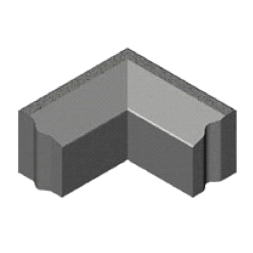 Geleideband 5/20x25x50 cm hoek inwendig 90 graden grijs visbek