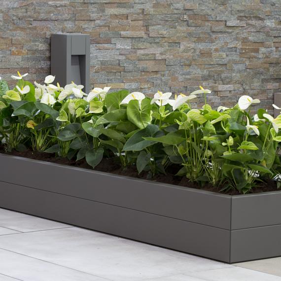 Bloembak poedercoat taupe 210x60x56