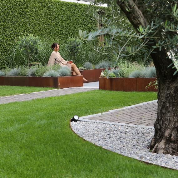 Bloembak module+ parallel paneel (e) corten 90x28 r