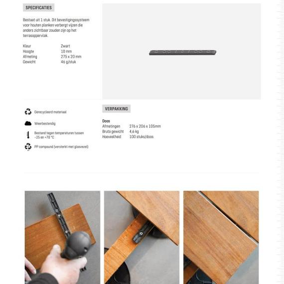 Vlonderstick 275x20x10 cm tbv blindmontage planken