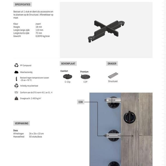 Structusol voegstuk c3x kruis voeg 3 mm