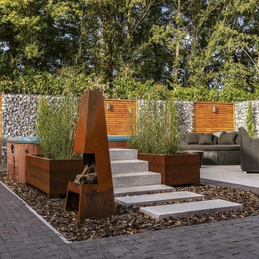 Traptrede g603 grijs piazzo 15x35x100 cm. gevlamd + facet