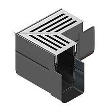 ACO Slimline hoekelement + rooster aluminium