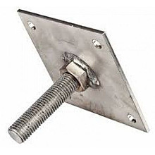 Stelplaat M16 10x10x0,3 cm + draadeind M16