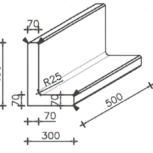 Betonnen L-element 50x30x40 roestbruin