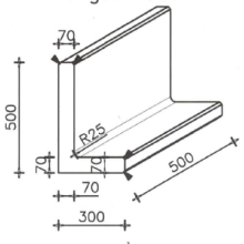 Betonnen L-element 50x30x50 roestbruin