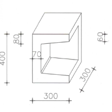 Betonnen U-hoekelement 30x30x40 grijs of zwart
