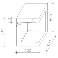 Betonnen U-hoekelement 40x40x50 zwart