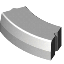 Trottoirband 28/30x25x78,5 cm R=3 bocht uitwendig grijs visbek