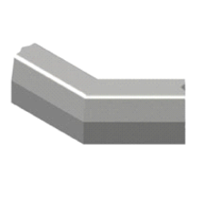 Trottoirband 13/15x25 cm hoek 135 graden uitwendig grijs visbek