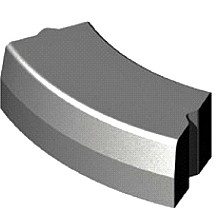 Trottoirband 28/30x25x78,5 cm R=0,50 bocht uitwendig zwart visbek