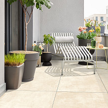 Vol keramische tegel, betonlook 80x80x3 cm, Crème