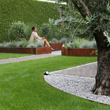 Bloembak module+ uitwendig hoekpaneel (b) corten 90x28 r