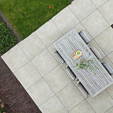 Vol Keramische Tegel, Betonlook 80x80x3 Cm, Crème