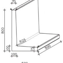 Betonnen L-element 50x50x80 grijs