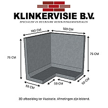 Hoekwand 75 cm hoog. 100/100 cm lang. 50 cm voet. grijs