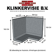 Hoekwand 100 cm hoog. 100/100 cm lang. 60 cm voet. grijs
