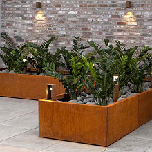 Bloembak module+ inwendig hoekpaneel (c) corten 60x28 cm l